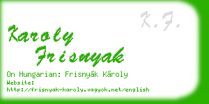 karoly frisnyak business card